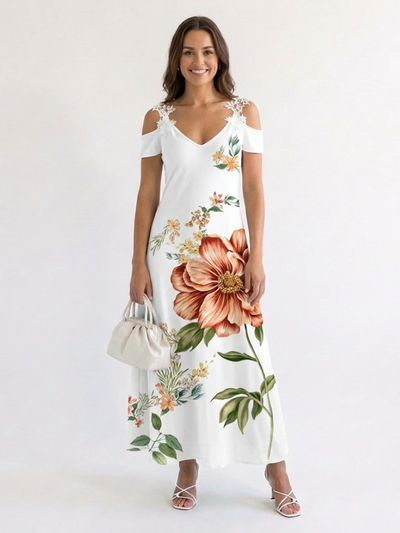 Camila | Floral Off-Shoulder A-Line Maxi Dress