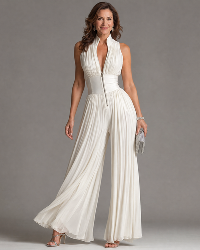 Elena | Pleated Halter Neck Jumpsuit