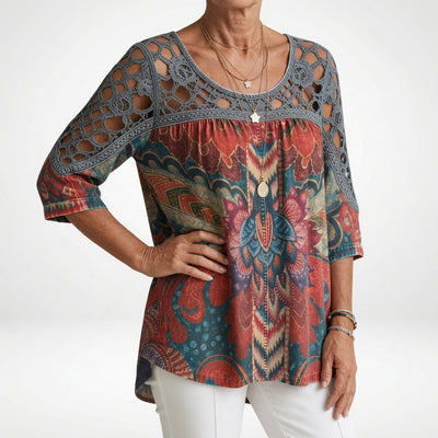 Lara | Printed Ethnic Bohemian Blouse