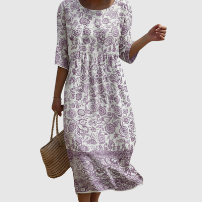 Lavender | Elegant Floral Pattern Dress