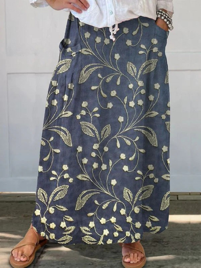 Primrose | Elastic Waistband Floral Pocket Skirt