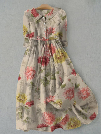 Zinnia | Women's Lace-Up Waist Dress - Vintage Charm & Modern Comfort